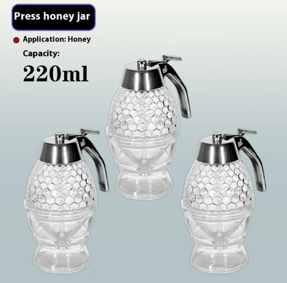 Glass Honey Pot with Press Dispenser
