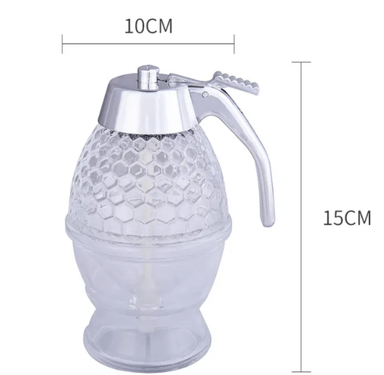 Glass Honey Pot with Press Dispenser