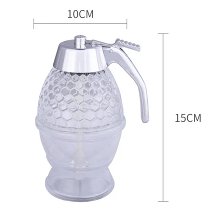 Glass Honey Pot with Press Dispenser