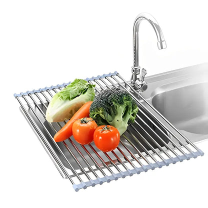 Rollable Stainless Steel Cutlery Drying Rack for Sink