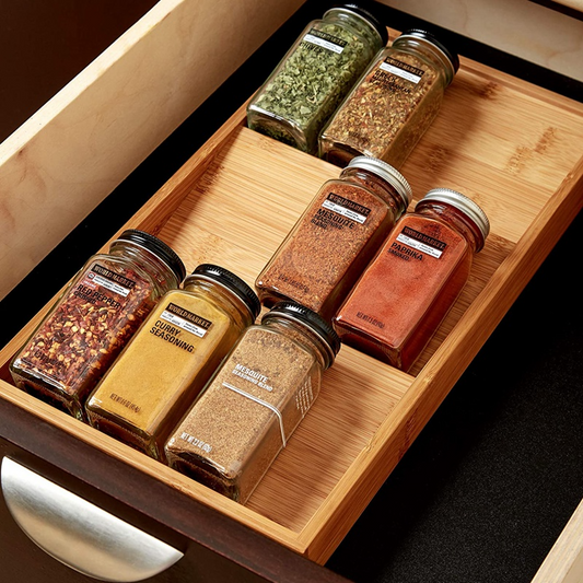 Expandable Bamboo Spice Drawer Organizer