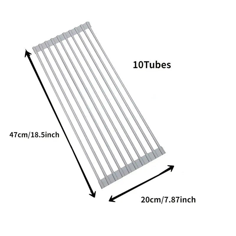 Rollable Stainless Steel Cutlery Drying Rack for Sink
