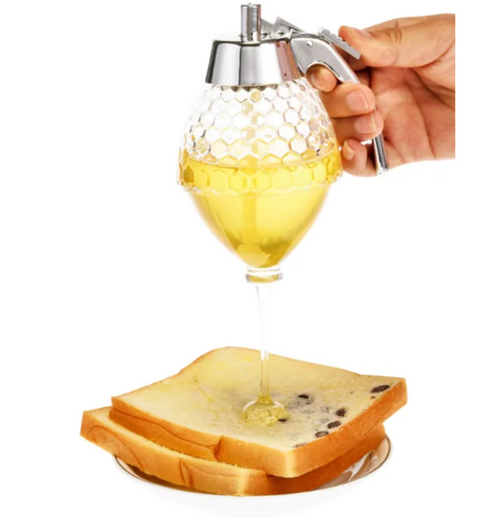 Glass Honey Pot with Press Dispenser