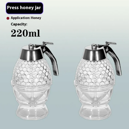 Glass Honey Pot with Press Dispenser