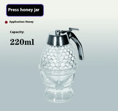 Glass Honey Pot with Press Dispenser
